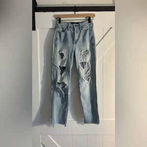 Hollister Distressed Ultra-High Rise Mom Jeans